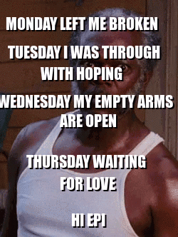 Man In White Tank Top Monday Left Me Broken Thursday Waiting For Love GIF