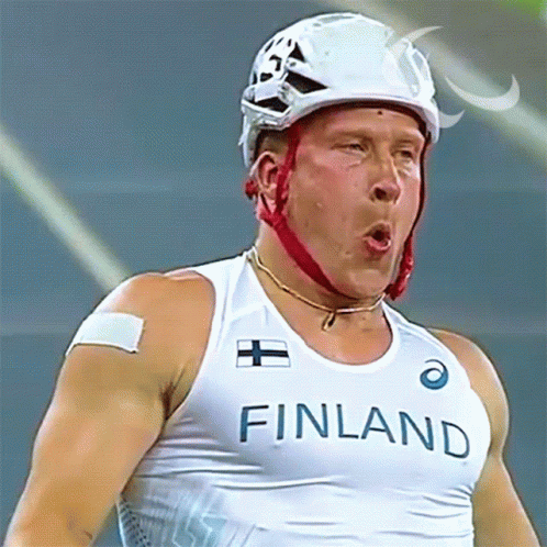 Man in White Tank Top with Finland