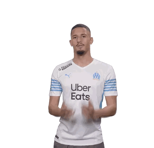 Man in White Uber Eats Shirt Clapping