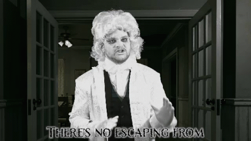 Man In White Wig Hallway There's No Escaping GIF