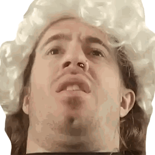 Man in White Wig, Nose Ring Making Face