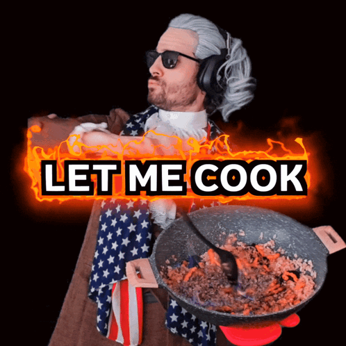 Man in Wig and Headphones Saying Let Me Cook