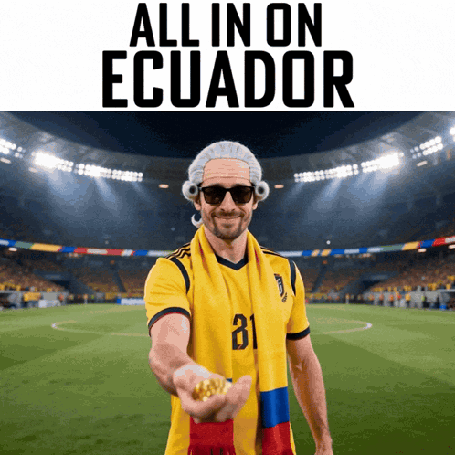 Man In Wig And Sunglasses All In On Ecuador GIF