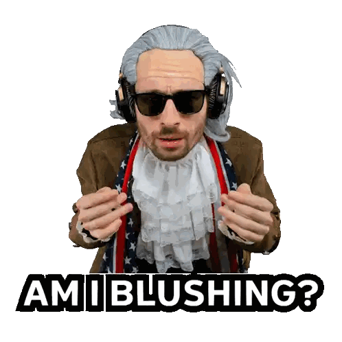 Man in Wig and Sunglasses Ami Blushing
