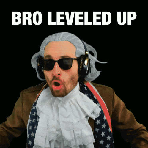 Man in Wig and Sunglasses Bro Leveled Up