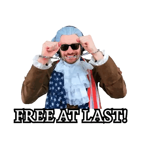 Man in Wig and Sunglasses Free at Last