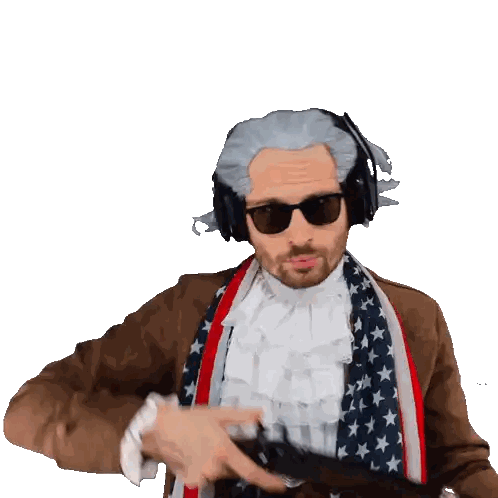 Man in Wig and Sunglasses Holding Gun