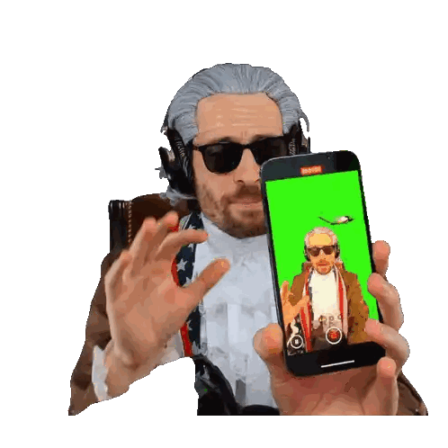 Man in Wig and Sunglasses Holding Phone