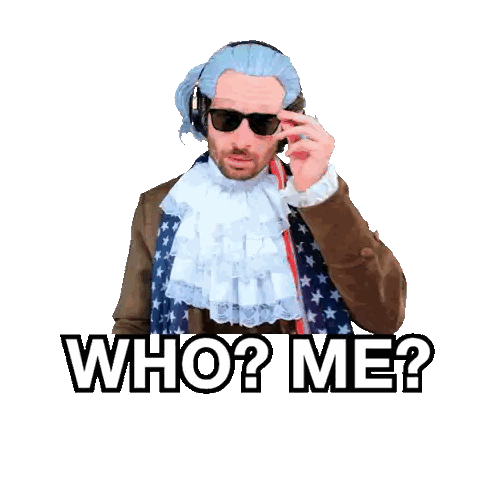 Man in Wig and Sunglasses Pointing at Who