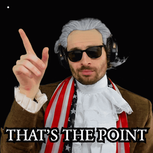 Man In Wig And Sunglasses Pointing Up GIF