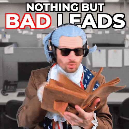 Man in Wig and Sunglasses Reading Book Nothing But Bad Leads