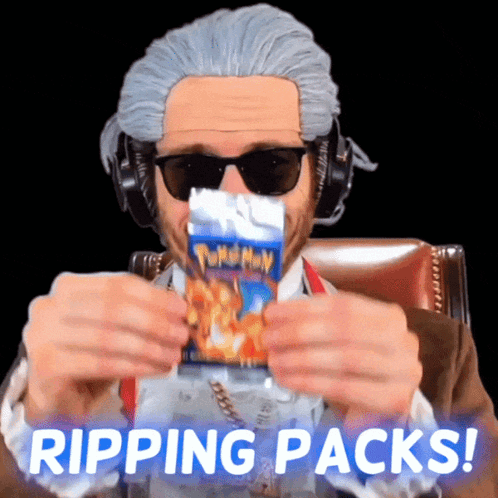 Man in Wig and Sunglasses Ripping Pokemon Cards