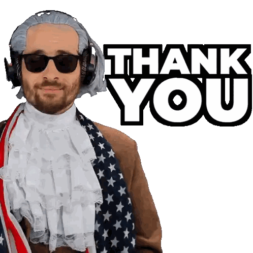 Man in Wig and Sunglasses Saying Thank You