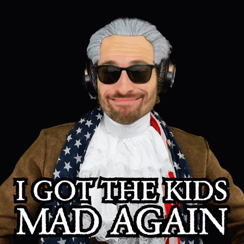 Man In Wig And Sunglasses Says I Got The Kids Mad Again GIF