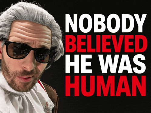 Man In Wig And Sunglasses Says Nobody Believed He Was Human GIF