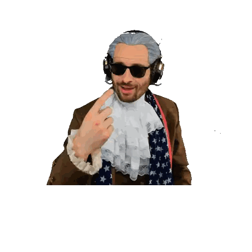 Man in Wig and Sunglasses with Headphones