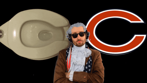 Man In Wig And Sunglasses With Large C GIF