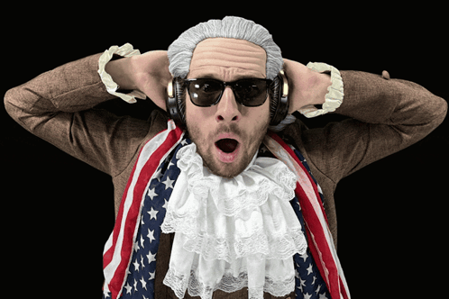 Man In Wig Sunglasses And Headphones GIF