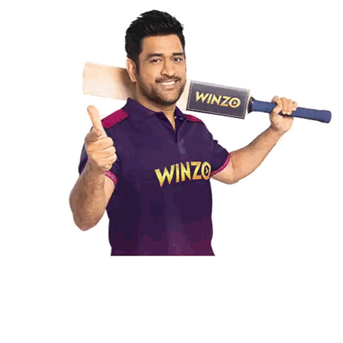 Man in Winzo Shirt Giving Thumbs Up