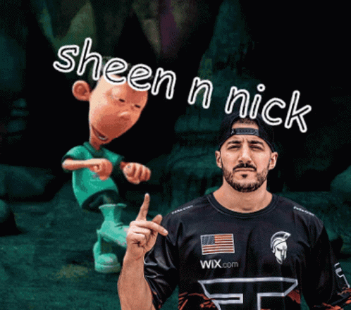 Man In Wix.com Shirt With Sheen N Nick Cartoon GIF