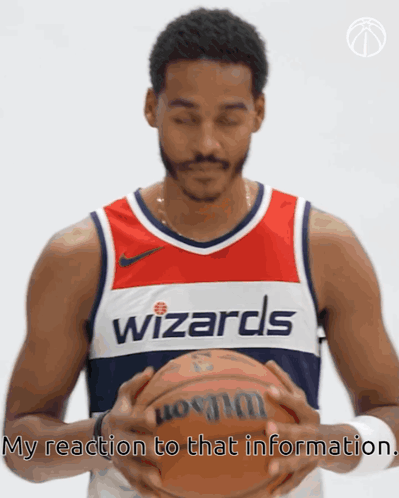 Man In Wizards Jersey Holding Basketball GIF