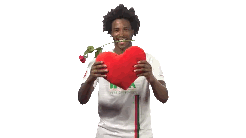 Man in Wk Shirt Holding Heart and Rose