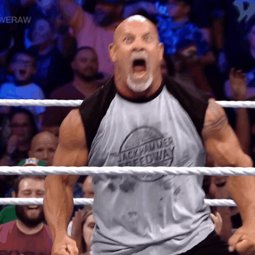 Man in Wrestling Ring Wearing Rock Hammer Speedway Shirt