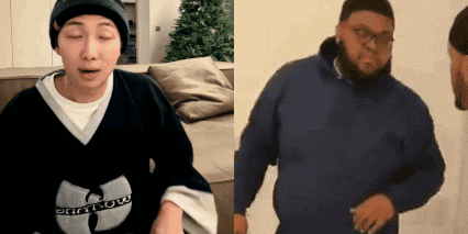Man in Wu Tang Sweatshirt Beside Another Man