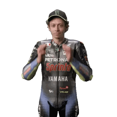 Man in Yamaha Racing Suit and Monster Hat
