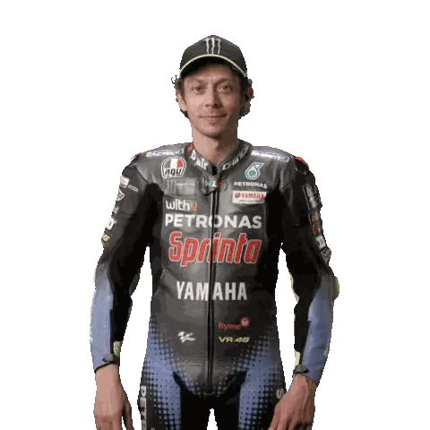 Man in Yamaha Racing Suit Giving Thumbs Up