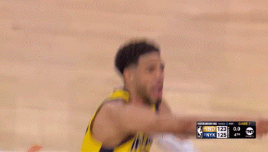 Man In Yellow And Black Basketball Uniform Holding Neck GIF