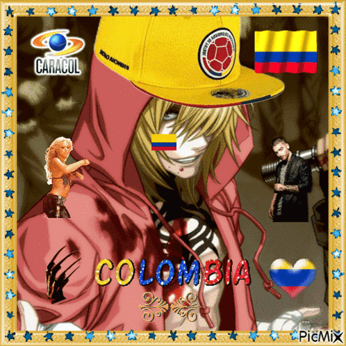 Man in Yellow Baseball Cap with Colombia