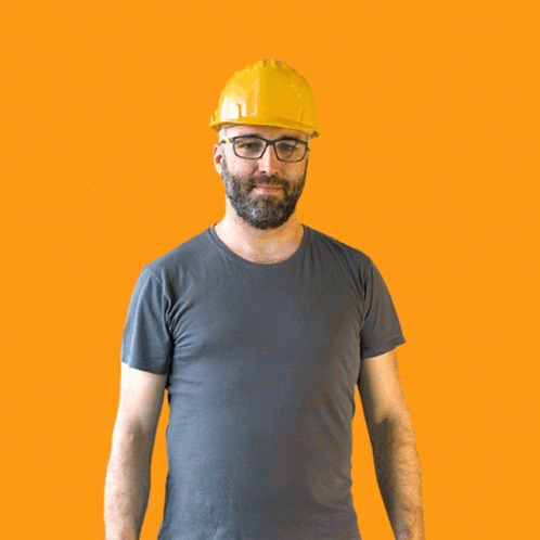 Man In Yellow Hard Hat And Glasses GIF