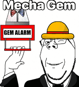 Man in Yellow Hat With Red Sign Gem Alarm