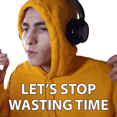 Man in Yellow Hoodie Saying Lets Stop Wasting Time