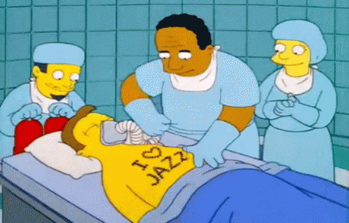 Man In Yellow I Love Jazz Shirt Operated On GIF