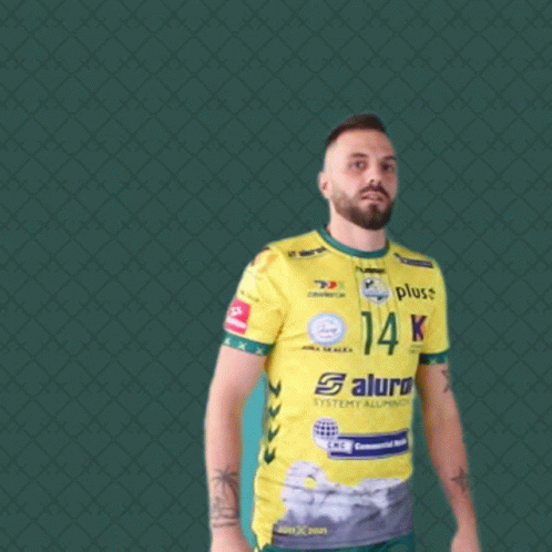 Man in Yellow Jersey Number 14