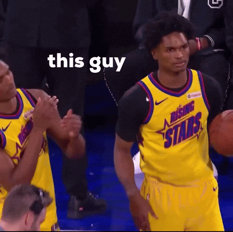 Man in Yellow Jersey Saying Bison Stars