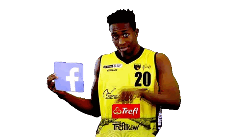 Man in Yellow Jersey with Number 20 Holding Facebook Sign