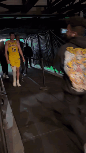 Man In Yellow Lakers Jersey 15 GIF