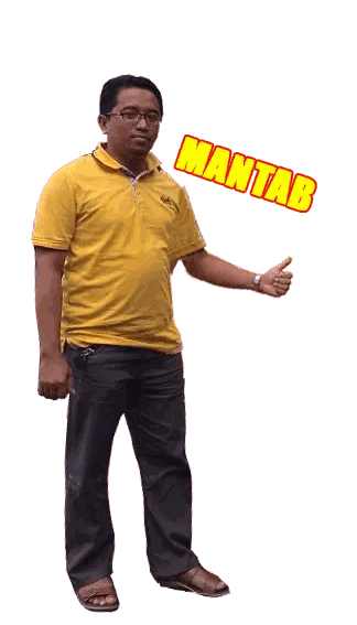 Man in Yellow Shirt Giving Thumbs Up Saying Mantab