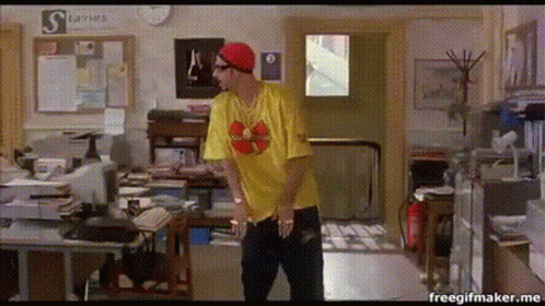 Man in Yellow Shirt Saying Kung Fu Panda