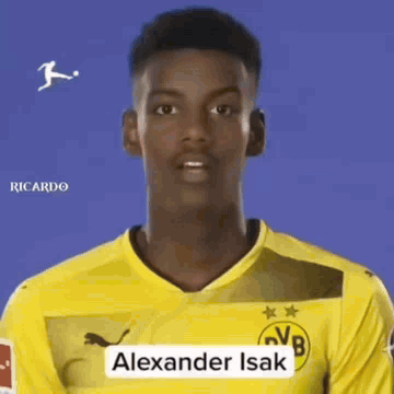 Man in Yellow Soccer Jersey Alexander Isak