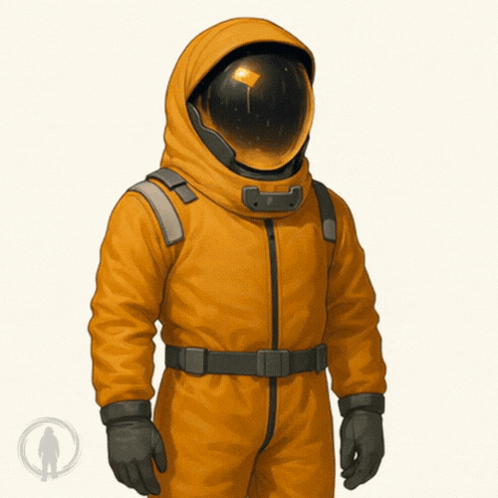 Man in Yellow Space Suit with Helmet
