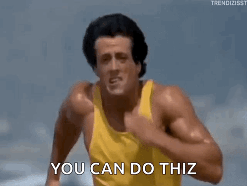 Man in Yellow Tank Top Saying You Can Do This