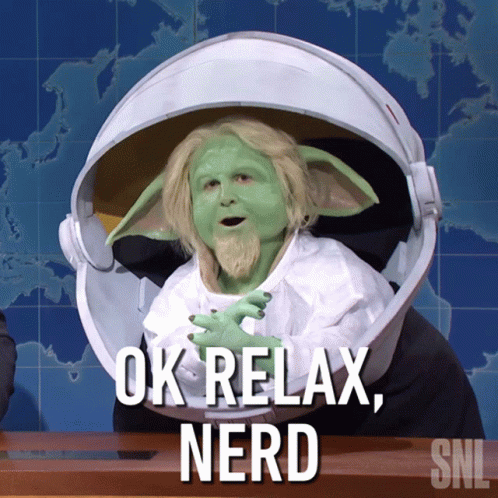 Man in Yoda Costume Says Ok Relax Nerd