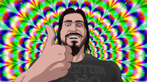 Man in Zeppelin Shirt Thumbs Up