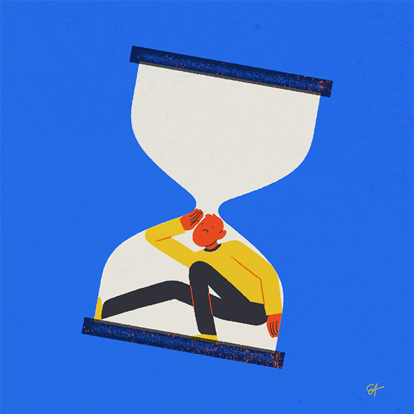Man Inside Turning Hourglass GIF