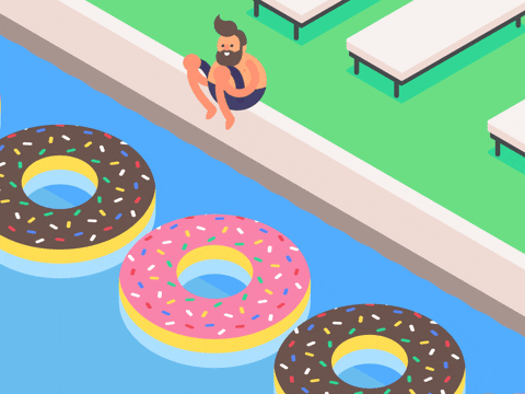 Man Jump Into The Hole Of Donuts GIF