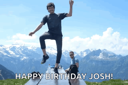 Man Jumping Happy Birthday Josh GIF